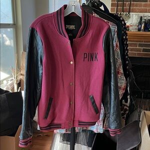 PINK Victoria's Secret Varsity Jacket - Burgundy and Black M